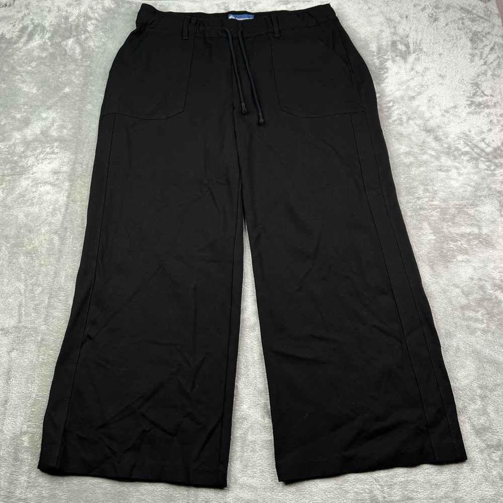 Democracy High Rise Wide Leg Pants Women 1X Black Stretch Drawstring Heavyweight